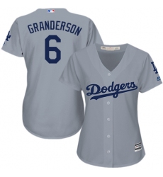 Women's Majestic Los Angeles Dodgers #6 Curtis Granderson Replica Grey Road Cool Base MLB Jersey