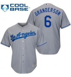 Youth Majestic Los Angeles Dodgers #6 Curtis Granderson Replica Grey Road Cool Base MLB Jersey