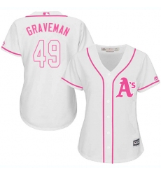 Women's Majestic Oakland Athletics #49 Kendall Graveman Authentic White Fashion Cool Base MLB Jersey