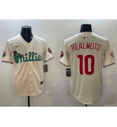 Men's Philadelphia Phillies #10 J.T. Realmuto Cream Phanatic Limited Stitched Jersey