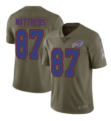 Men's Nike Buffalo Bills #87 Jordan Matthews Limited Olive 2017 Salute to Service NFL Jersey