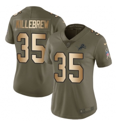 Women's Nike Detroit Lions #35 Miles Killebrew Limited Olive/Gold Salute to Service NFL Jersey