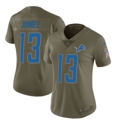 Women's Nike Detroit Lions #13 T.J. Jones Limited Olive 2017 Salute to Service NFL Jersey