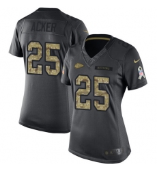 Women's Nike Kansas City Chiefs #25 Kenneth Acker Limited Black 2016 Salute to Service NFL Jersey