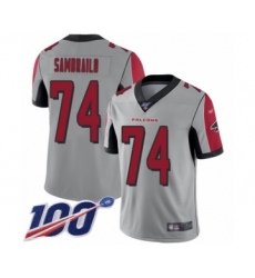 Men's Atlanta Falcons #74 Ty Sambrailo Limited Silver Inverted Legend 100th Season Football Jersey