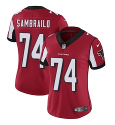 Women's Nike Atlanta Falcons #74 Ty Sambrailo Red Team Color Vapor Untouchable Limited Player NFL Jersey