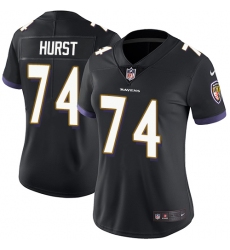Women's Nike Baltimore Ravens #74 James Hurst Black Alternate Vapor Untouchable Elite Player NFL Jersey