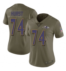 Women's Nike Baltimore Ravens #74 James Hurst Limited Olive 2017 Salute to Service NFL Jersey