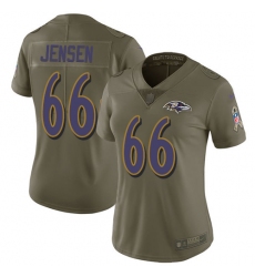 Women's Nike Baltimore Ravens #66 Ryan Jensen Limited Olive 2017 Salute to Service NFL Jersey