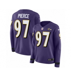 Women's Nike Baltimore Ravens #97 Michael Pierce Limited Purple Therma Long Sleeve NFL Jersey