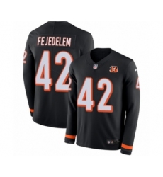 Men's Nike Cincinnati Bengals #42 Clayton Fejedelem Limited Black Therma Long Sleeve NFL Jersey