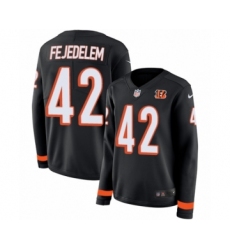 Women's Nike Cincinnati Bengals #42 Clayton Fejedelem Limited Black Therma Long Sleeve NFL Jersey