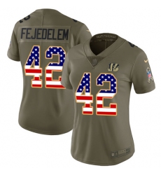 Women's Nike Cincinnati Bengals #42 Clayton Fejedelem Limited Olive/USA Flag 2017 Salute to Service NFL Jersey