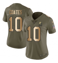 Women's Nike Cleveland Browns #10 Sammie Coates Limited Olive/Gold 2017 Salute to Service NFL Jersey