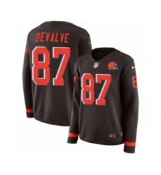Women's Nike Cleveland Browns #87 Seth DeValve Limited Brown Therma Long Sleeve NFL Jersey