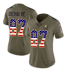 Women's Nike Cleveland Browns #87 Seth DeValve Limited Olive/USA Flag 2017 Salute to Service NFL Jersey
