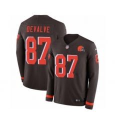 Youth Nike Cleveland Browns #87 Seth DeValve Limited Brown Therma Long Sleeve NFL Jersey