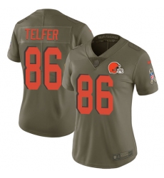 Women's Nike Cleveland Browns #86 Randall Telfer Limited Olive 2017 Salute to Service NFL Jersey
