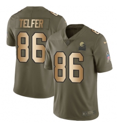 Youth Nike Cleveland Browns #86 Randall Telfer Limited Olive/Gold 2017 Salute to Service NFL Jersey