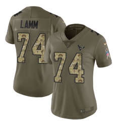 Women's Nike Houston Texans #74 Kendall Lamm Limited Olive Camo 2017 Salute to Service NFL Jersey