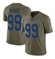 Men's Nike Indianapolis Colts #99 Al Woods Limited Olive 2017 Salute to Service NFL Jersey