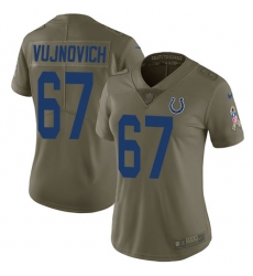 Women's Nike Indianapolis Colts #67 Jeremy Vujnovich Limited Olive 2017 Salute to Service NFL Jersey