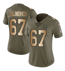 Women's Nike Indianapolis Colts #67 Jeremy Vujnovich Limited Olive/Gold 2017 Salute to Service NFL Jersey
