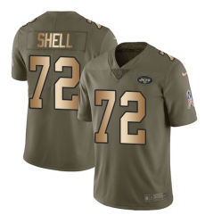 Youth Nike New York Jets #72 Brandon Shell Limited Olive/Gold 2017 Salute to Service NFL Jersey