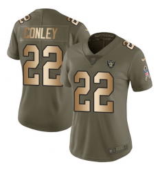 Women's Nike Oakland Raiders #22 Gareon Conley Limited Olive/Gold 2017 Salute to Service NFL Jersey