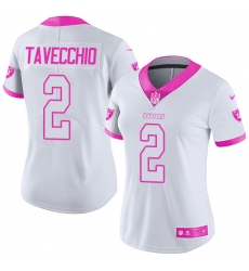 Women's Nike Oakland Raiders #2 Giorgio Tavecchio Limited White/Pink Rush Fashion NFL Jersey