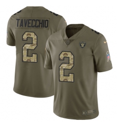 Youth Nike Oakland Raiders #2 Giorgio Tavecchio Limited Olive/Camo 2017 Salute to Service NFL Jersey