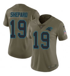 Women's Nike Carolina Panthers #19 Russell Shepard Limited Olive 2017 Salute to Service NFL Jersey