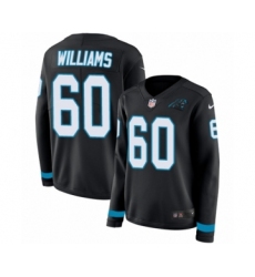 Women's Nike Carolina Panthers #60 Daryl Williams Limited Black Therma Long Sleeve NFL Jersey