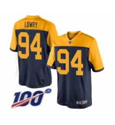Men's Green Bay Packers #94 Dean Lowry Limited Navy Blue Alternate 100th Season Football Jersey