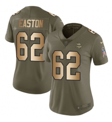 Women's Nike Minnesota Vikings #62 Nick Easton Limited Olive/Gold 2017 Salute to Service NFL Jersey