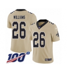 Youth New Orleans Saints #26 P.J. Williams Limited Gold Inverted Legend 100th Season Football Jersey