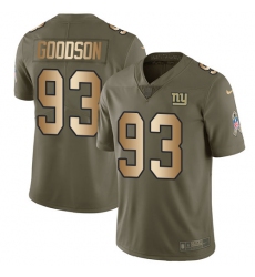 Youth Nike New York Giants #93 B.J. Goodson Limited Olive/Gold 2017 Salute to Service NFL Jersey