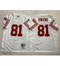 Men's New York Giants #81 Terrell Owens White Throwback Football Stitched Jersey