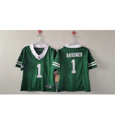 Women's New York Jets #1 Sauce Gardner Green 2024 FU.S.E Vapor Football Stitched Jersey