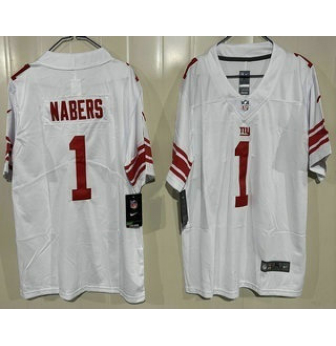 Youth New York Giants #1 Malik Nabers Limited White Vapor Jersey