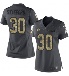 Women's Nike Pittsburgh Steelers #30 Daimion Stafford Limited Black 2016 Salute to Service NFL Jersey