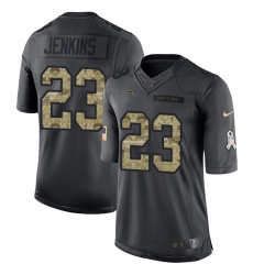 Men's Nike Los Angeles Chargers #23 Rayshawn Jenkins Limited Black 2016 Salute to Service NFL Jersey