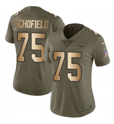 Women's Nike Los Angeles Chargers #75 Michael Schofield Limited Olive Gold 2017 Salute to Service NFL Jersey