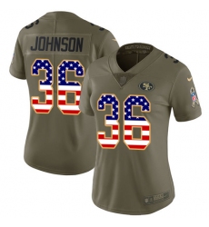 Women's Nike San Francisco 49ers #36 Dontae Johnson Limited Olive/USA Flag 2017 Salute to Service NFL Jersey
