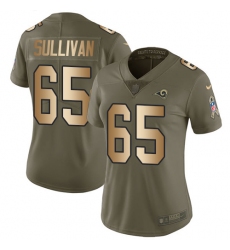 Women's Nike Los Angeles Rams #65 John Sullivan Limited Olive/Gold 2017 Salute to Service NFL Jersey