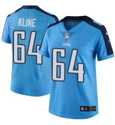 Women's Nike Tennessee Titans #64 Josh Kline Limited Light Blue Rush Vapor Untouchable NFL Jersey