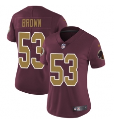 Women's Nike Washington Redskins #53 Zach Brown Burgundy Red/Gold Number Alternate 80TH Anniversary Vapor Untouchable Limited Player NFL Jersey