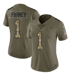Women's Nike Miami Dolphins #1 Cody Parkey Limited Olive/Camo 2017 Salute to Service NFL Jersey