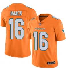 Men's Nike Miami Dolphins #16 Matt Haack Limited Orange Rush Vapor Untouchable NFL Jersey