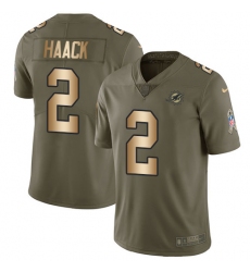 Men's Nike Miami Dolphins #2 Matt Haack Limited Olive Gold 2017 Salute to Service NFL Jersey